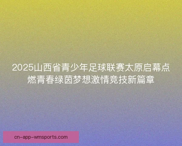 2025山西省青少年足球联赛太原启幕点燃青春绿茵梦想激情竞技新篇章